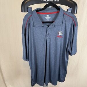 Gonzaga Bulldogs Polo XXL Heathered Blue With Red Piping. Embroidered Logo.